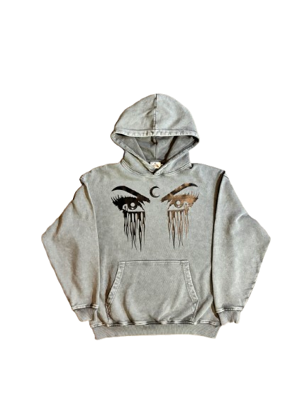 "CRYING FLAMES" STONE VINTAGE HOODIE (PRE-MADE)